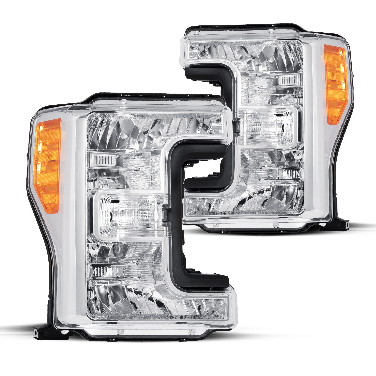 Top Gear Motors Halogen Chrome Headlight Pair Left and Right for 2017–2019 Ford F-250 F-350 F-450 F-550 Super Duty