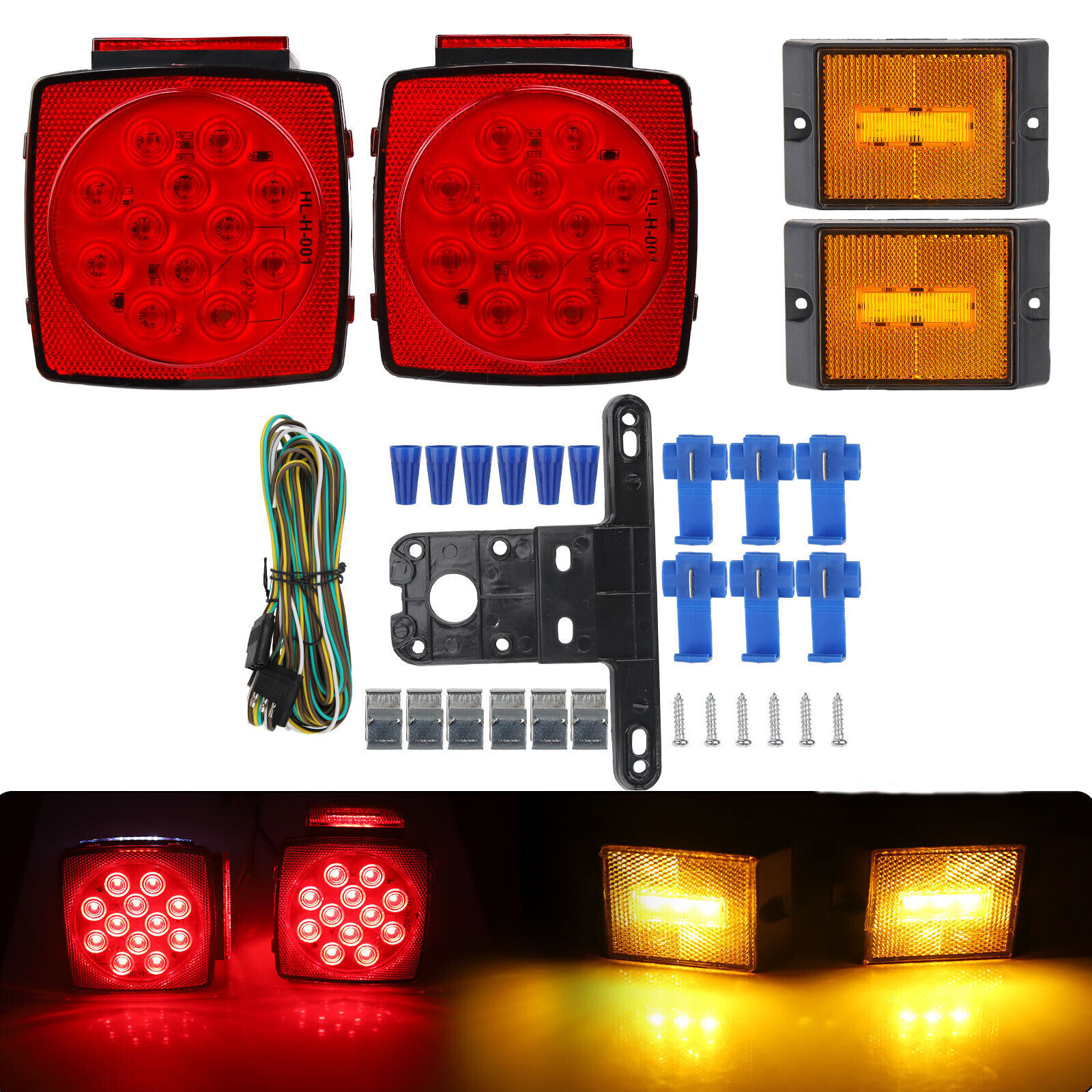 Top Gear Motors Set of 2 Submersible LED Trailer Tail Lights for Boat Marker Truck Waterproof Red - Image 2