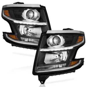 WEELMOTO Black Headlights Pair for 2015-2020 CHEVROLET Suburban, Left & Right, Set of 2
