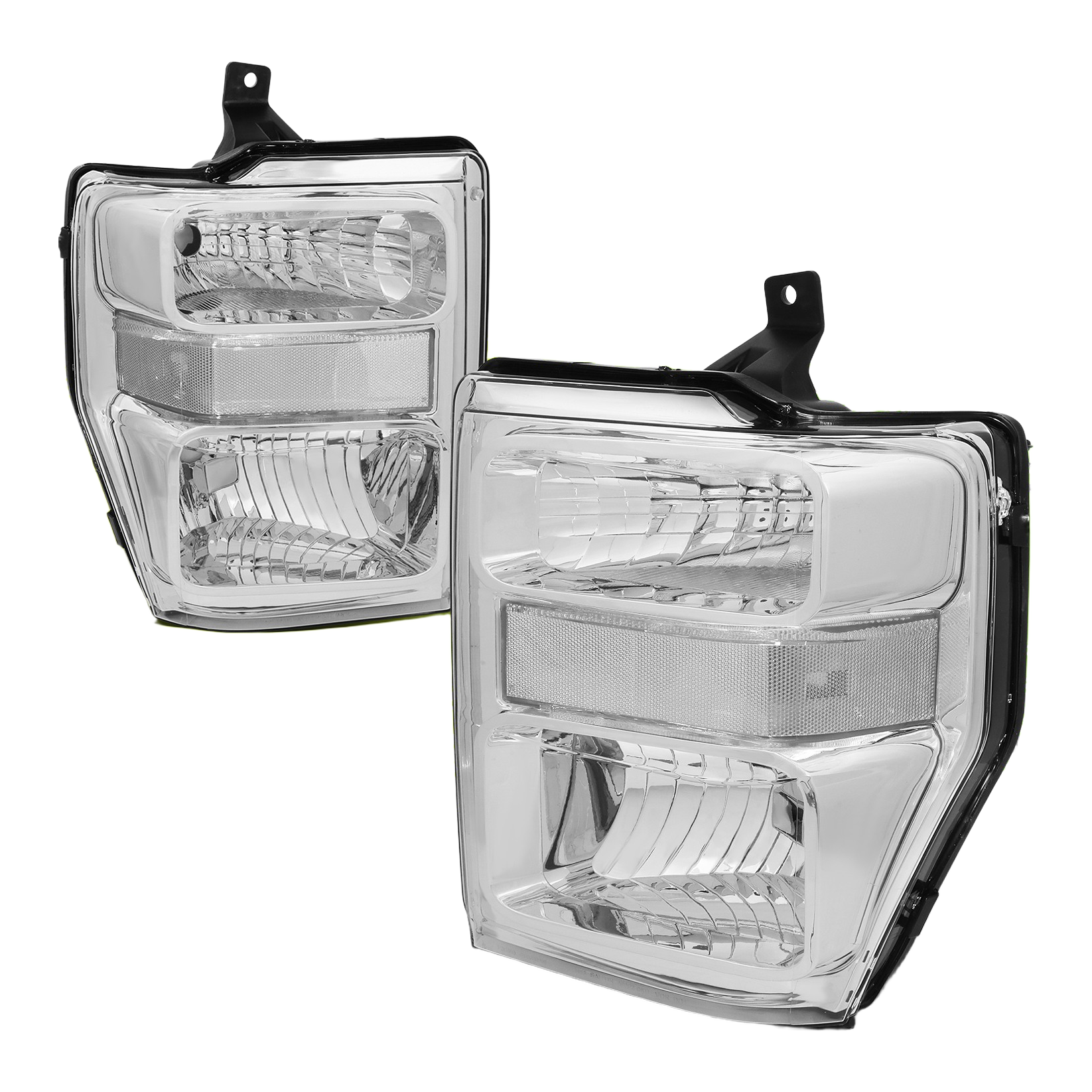 Top Gear Motors Halogen Headlight Assembly Pair Left and Right for 2008-2010 Ford F-250 F-350 F-450 F-550 Super Duty Chrome Housing Clear Lens