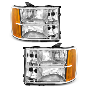 Top Gear Motors Chrome Headlight Pair Set of 2 for 2007-2013 GMC Sierra 1500 2500HD 3500HD Clear Lens