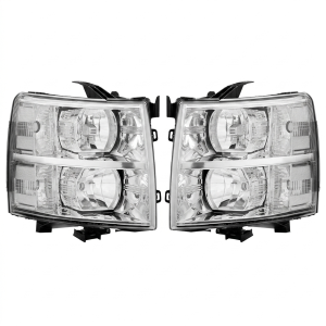 Top Gear Motors Clear Chrome Headlight Assembly Pair for 2007–2013 Chevrolet Silverado 1500 / 2500 / 3500