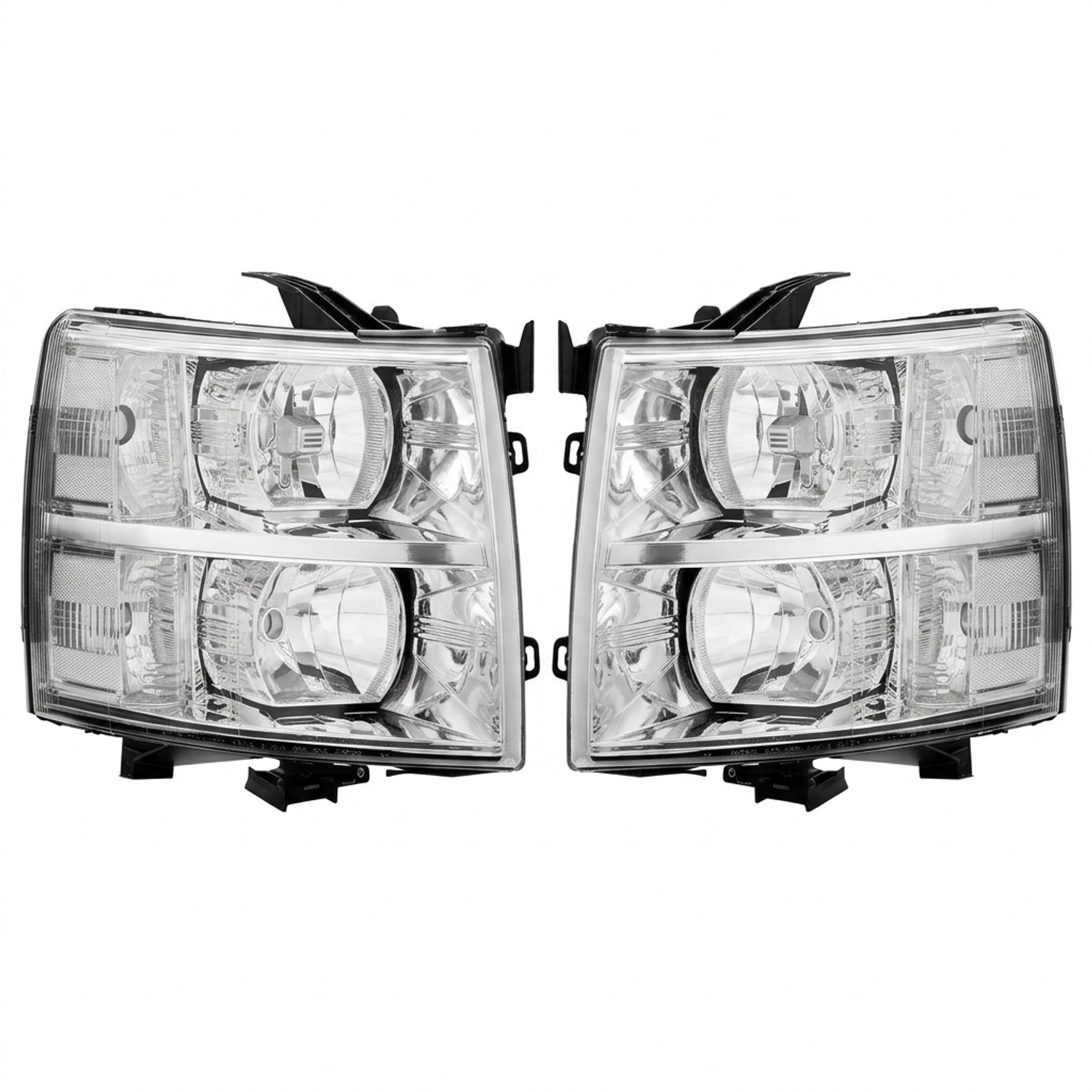 Top Gear Motors Clear Chrome Headlight Assembly Pair for 2007–2013 Chevrolet Silverado 1500 / 2500 / 3500