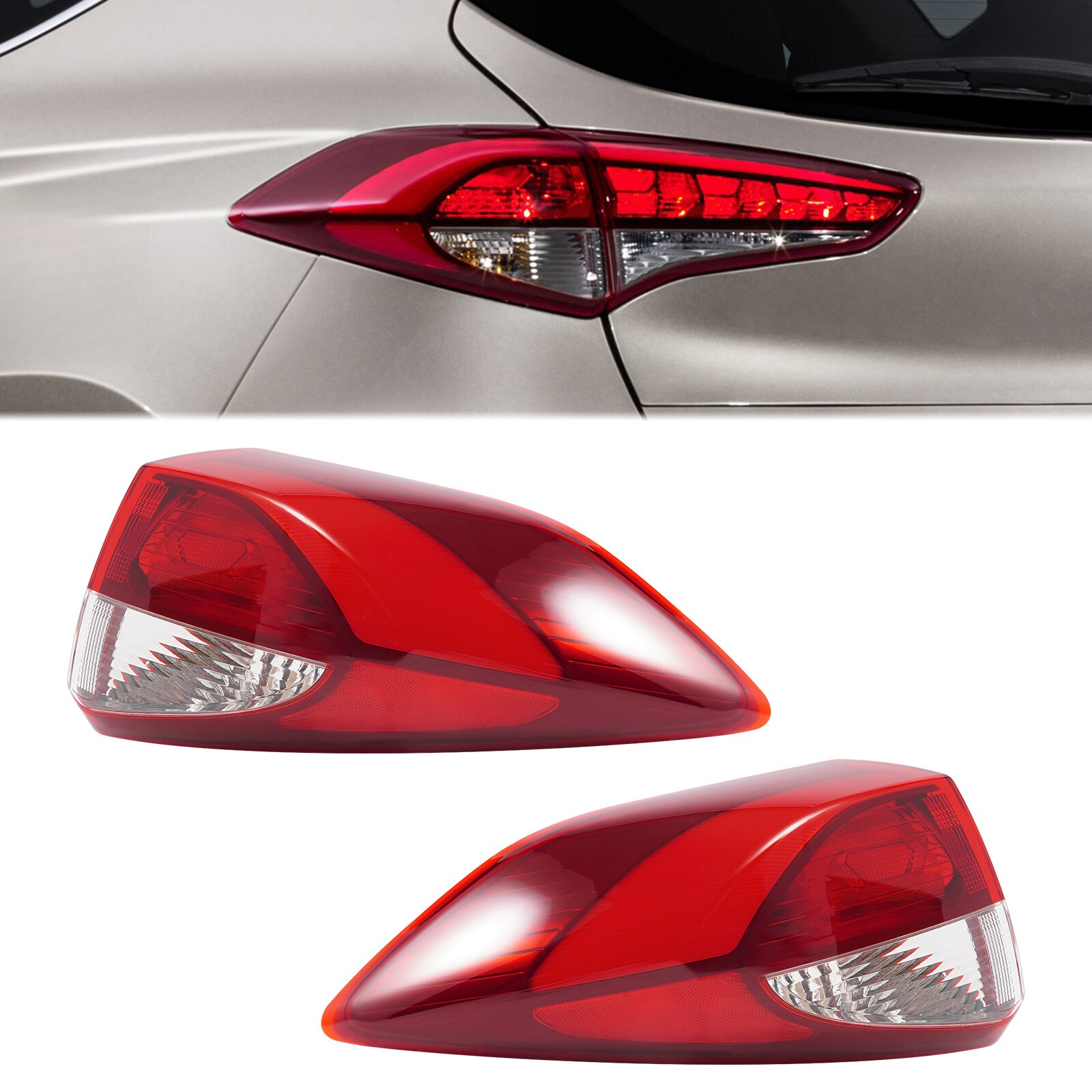 Top Gear Motors Red Halogen Tail Light Pair Driver and Passenger Side for 2016-2018 HYUNDAI Tucson Red Lens - Image 3
