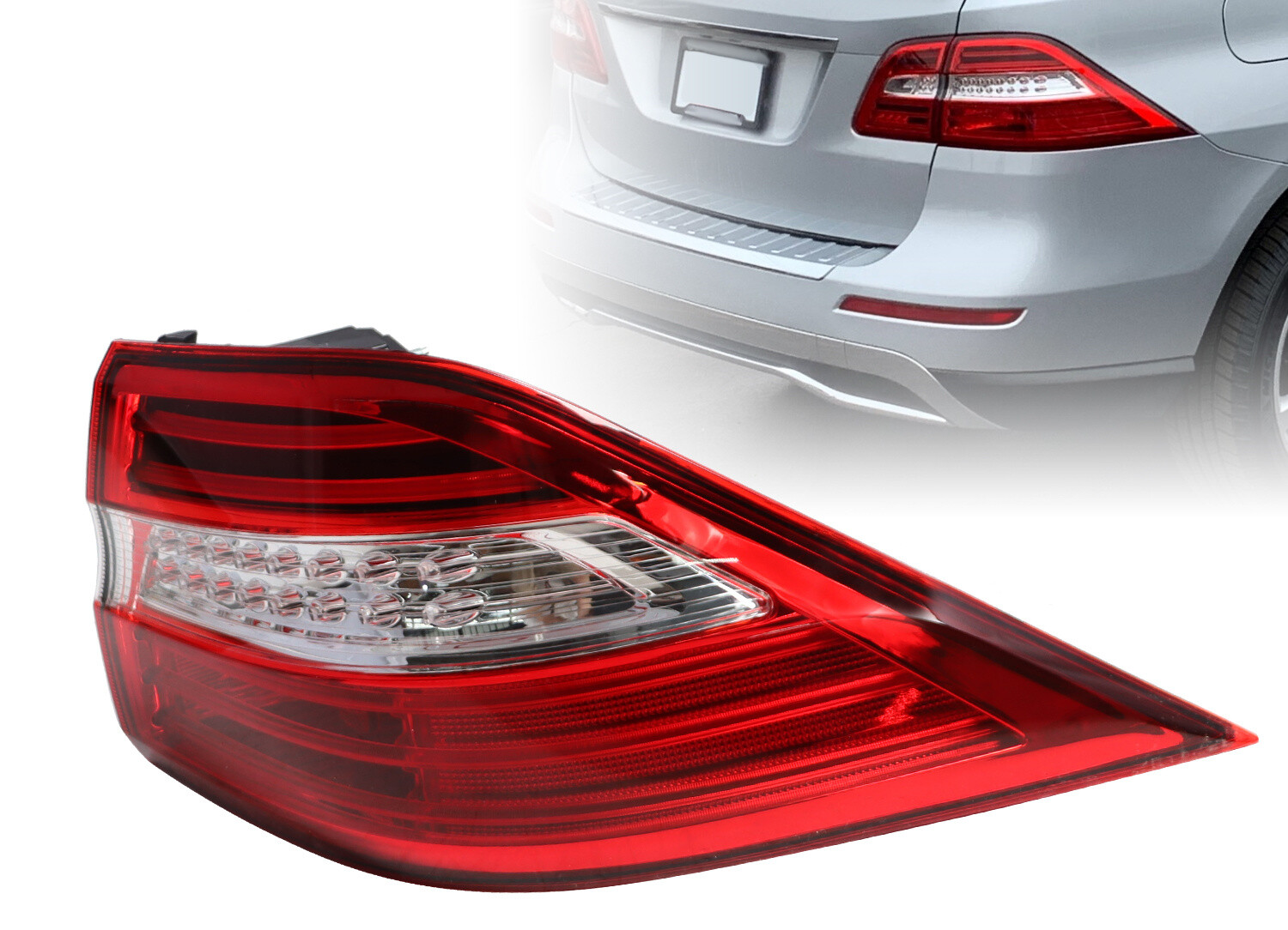 Top Gear Motors Black LED Tail Light Passenger Right Side for 2012-2015 Mercedes-benz Ml-class Red Lens - Image 2