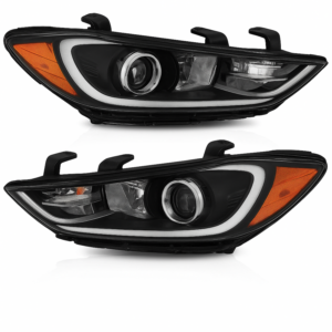 Top Gear Motors Black Halogen Headlight Pair Driver and Passenger Side for 2017-2018 HYUNDAI Elantra Clear Lens