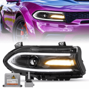 Top Gear Motors HID Xenon Projector Headlight for 2015–2021 Dodge Charger Right Passenger Side with Bulbs