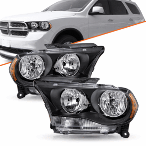 Top Gear Motors Halogen Headlights for Dodge Durango 2011–2013 Black Housing Left and Right Headlamp Assembly Pair