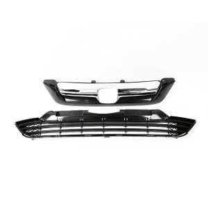 Top Gear Motors Front Upper and Lower Bumper Grille for Honda CR-V 2007–2009 Chrome and Black Replacement Grille Set