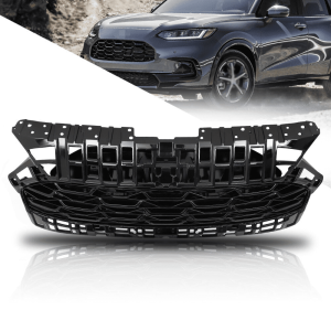 Top Gear Motors Front Upper Bumper Grille for Honda HR-V 2023–2024, Gloss Black Honeycomb, Direct Replacement