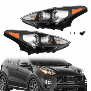 Top Gear Motors Headlight Assembly Pair for Kia Sportage 2017–2019 2WD Halogen with LED DRL Left and Right