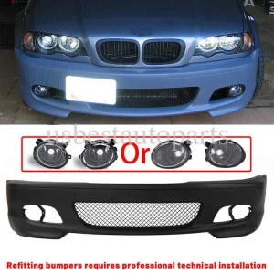 M-Tech Style Front Bumper Cover Fits 00-06 BMW E46 3-Series 2dr Coupe w/ fog