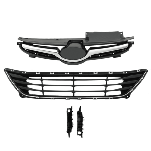 Top Gear Motors Front Upper and Lower Grille with Bumper Bracket Set for Hyundai Sonata 2014–2016 Replacement Grille Assembly