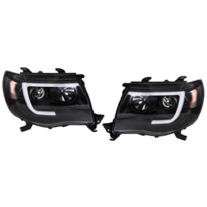 Top Gear Motors Left and Right Headlight Set for Toyota Tacoma 2005–2011, LED Projector, Black Housing