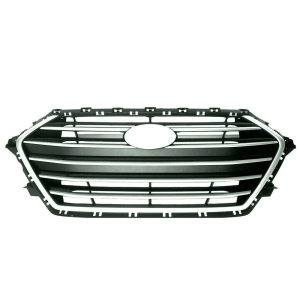 Top Gear Motors Front Upper Grille for Hyundai Elantra 2017–2018 Black and Chrome ABS Replacement