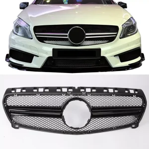 Gloss Black Front Bumper Grille For Mercedes Benz A-Class W176 A180 A200 A45 AMG