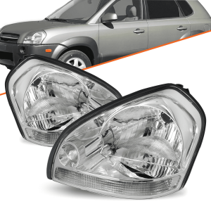 Top Gear Motors Headlights for 2005–2009 Hyundai Tucson Halogen Chrome Headlamp Assembly Left and Right Pair