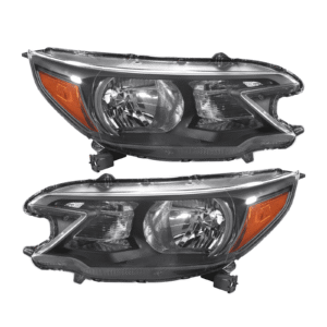 Top Gear Motors Left and Right Headlight Assembly Set for Honda CR-V 2012–2014 Halogen Black Housing Replacement