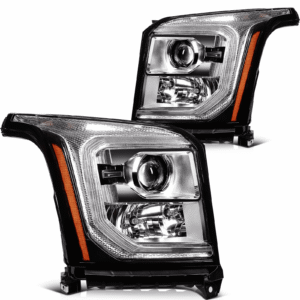 Top Gear Motors Headlight Assembly Pair for 2015–2017 GMC Yukon Chrome Housing with Projector Lamps Left and Right Side