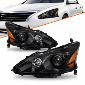 Top Gear Motors Headlight Assembly Pair for 2013–2015 Nissan Altima 4-Door Sedan Black Housing Halogen Projector Left & Right Lamps