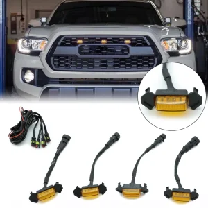 4×Raptor Style Grille LED Lights Amber Lens For Toyota Tacoma TRD Pro 2016-2021