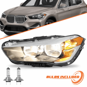Top Gear Motors Headlight for BMW X1 2016–2022 Left Driver Side Halogen with Bulbs Included
