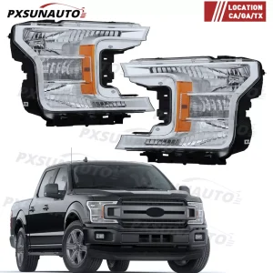 For 2018 2019 2020 Ford F150 Halogen Headlights Headlamp Assembly Pair LH+RH