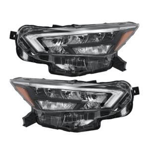 Top Gear Motors Full LED Headlight Assembly Set for Nissan Versa S SR SV 2020–2021 Left and Right Black Housing Clear Lens