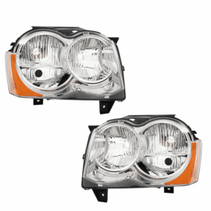 Top Gear Motors Headlight Assembly Pair for Jeep Grand Cherokee 2008-2010 Halogen Clear Lens Driver and Passenger Side