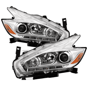 Top Gear Motors Headlight Assembly Set for Nissan Murano 2015–2018 Halogen with LED DRL Full Chrome Housing Left and Right