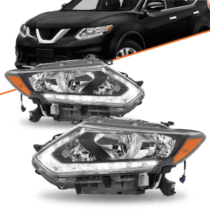 Top Gear Motors Headlights for 2014–2016 Nissan Rogue Halogen with LED DRL Left and Right Pair