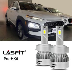 Lasfit H7 LED Headlight Bulbs Custom for Kia Hyundai Mitsubishi with Retainer Adapter Super Bright 60W 6000LM 6000K White (2Pcs)