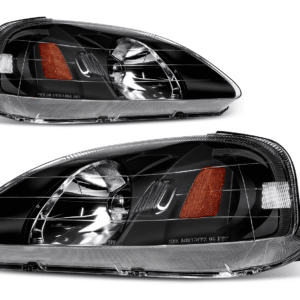 Top Gear Motors Black Headlight Assembly for 1999-2000 Honda Civic Replacement Headlamps Pair Left and Right OEM Style Direct Fit