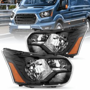 Top Gear Motors Headlight Assembly Pair for 2015–2023 Ford Transit Black Housing Driver and Passenger Side