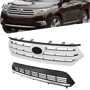 Top Gear Motors Front Upper and Lower Grille Assembly for Toyota Highlander 2011–2013 Replacement Grille Set