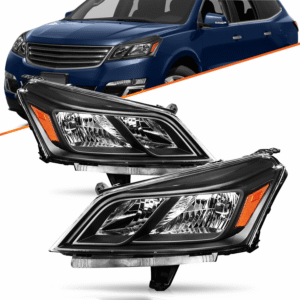 Top Gear Motors Black Headlights for 2013–2017 Chevrolet Traverse Halogen Headlamp Assembly Pair Driver and Passenger Side