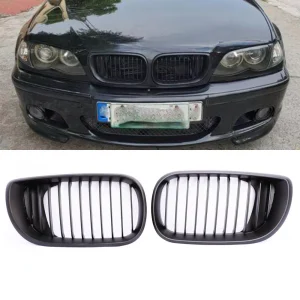 Grilles Pair Matte black Kidney Front Kit For 2002-2005 BMW 3 Series E46 4 Door