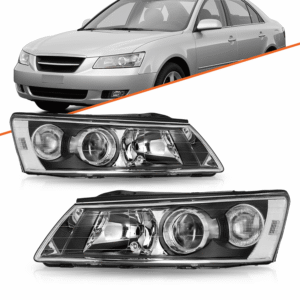 Top Gear Motors 2006–2008 Hyundai Sonata Headlights Assembly Pair Black Housing Left and Right