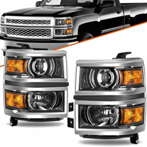 Top Gear Motors Projector Headlights for 2015–2020 Chevy Tahoe Suburban Black Housing Headlamp Pair with Bulbs