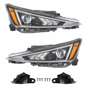 Top Gear Motors Left and Right Headlight Assembly Set for Hyundai Elantra 2019–2020, Halogen, Black Housing, Direct Replacement