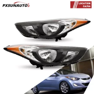 Headlight Assembly For 2011-2013 Hyundai Elantra Halogen Headlamp Black Housing