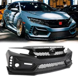 Top Gear Motors Type R Style Front Bumper Cover Kit, Automotive Bumper Covers & Guards, Black