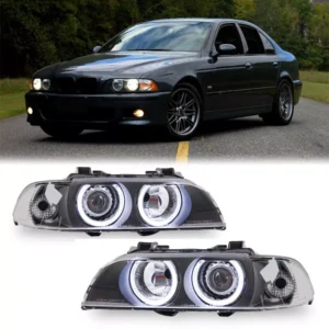 LED Halo Projector Black Headlights For BMW E39 525I 530I M5 LH+RH 1996-2000