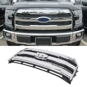 Chrome Radiator Grille Grill Replacement for 2015-17 F150 F-150 W/O Camera