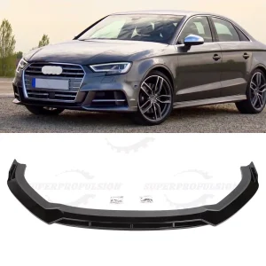 4pcs Glossy Black Front Bumper Lip Spoiler Splitter Trim For Audi A3 S3 2017-20