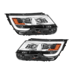 Top Gear Motors Halogen Headlight Assembly Pair with LED DRL for Ford Explorer 2016–2018 Chrome Housing Direct Replacement