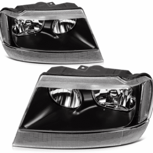 Top Gear Motors Headlight Assembly Pair for 1999–2004 Jeep Grand Cherokee Black Housing Left and Right Side