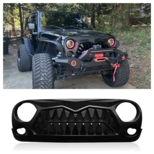 For 2007-2018 Jeep Wrangler JK JKU Front Grille Venom Style Gloss Black Grill