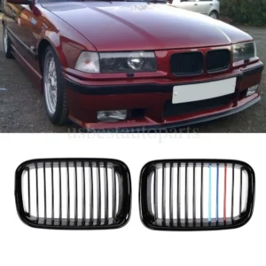 Gloss Black Front Bumper Kidney Grille Fit BMW 3-Series E36 1992–1996
