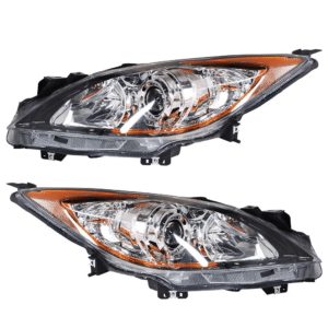 Top Gear Motors Projector Headlight Assembly for Mazda 3 2010–2013 Front Left and Right Halogen Replacement Pair Chrome Housing
